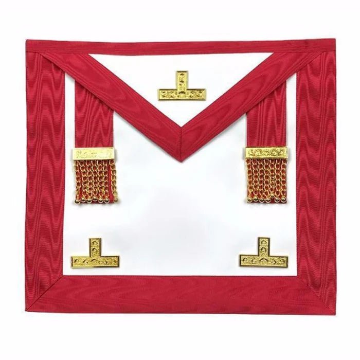 Worshipful Master Scottish Rite Apron - White & Red Moiré - Luxe Regalia