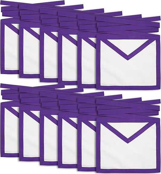 x12 Masonic RSM Member Council Apron | Handcrafted Royal & Select Master Apron with Elegant Purple Ribbon - Luxe Regalia